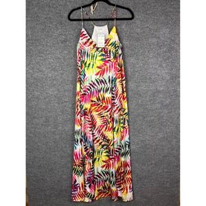 NEW‎ Nicole Miller New York Maxi Dress Sleeveless Tropical Leaf Prin Size XSt